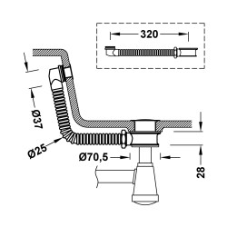 Adaptateur pour lavabos en verre ou en acier inoxydable sans trop plein