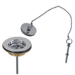 Ensemble de vidage avec panier bouchon chaînette et vis pour lavabo bidet et evier