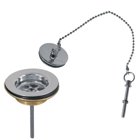 Ensemble de vidage avec panier bouchon chaînette et vis pour lavabo bidet et evier