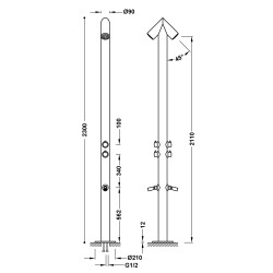 Especial essential colonne a double douche pour jardin ou piscine en acier inoxydable 316
