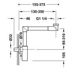 Siphon telescopique coude pour lavabo