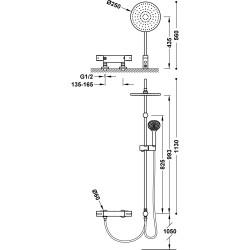 Over wall ensemble de robinet thermostatique mural a 2 voies pour douche