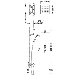 Over wall ensemble de robinet thermostatique mural a 2 voies pour douche