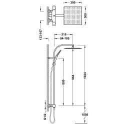 Over wall ensemble de robinet thermostatique mural a 2 voies pour douche