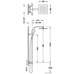 Over wall ensemble de robinet thermostatique mural a 2 voies pour douche