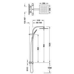 Over wall ensemble de robinet thermostatique mural a 2 voies pour douche