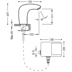 Trestronic robinet electronique a 1 eau pour lavabo