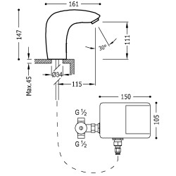 Trestronic robinet electronique avec systeme pre melangeur pour lavabo