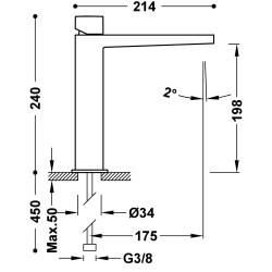 Slim tres mitigeur haut pour lavabo