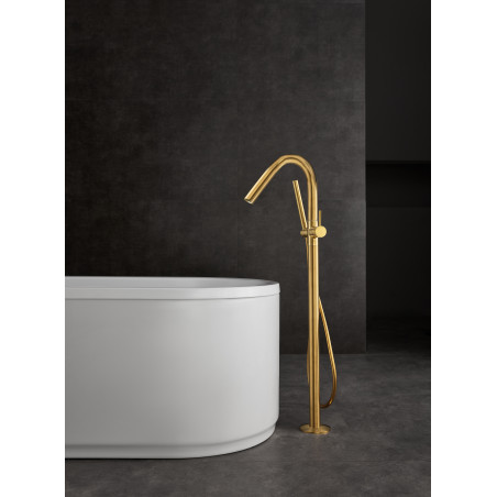 Colonne bain douche par le sol or brossé ORTENCE PVD
