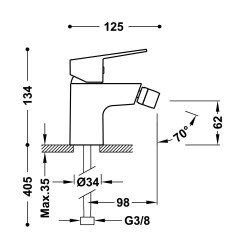 Base tres mitigeur pour bidet