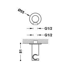 Support fixe avec arrivee deau pour douchette a main et flexible