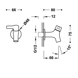 Base tres robinet mural a 1 eau de service ou lave mains