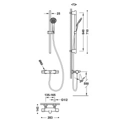 Base plus kit robinet thermostatique mural pour baignoire et douche