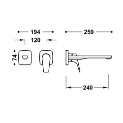 Canigo piece apparente pour element encastre de lavabo