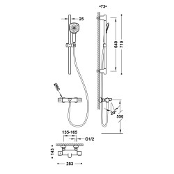 Canigo kit robinet thermostatique mural pour baignoire et douche