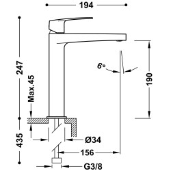 Flat mitigeur haut eco efficace pour lavabo