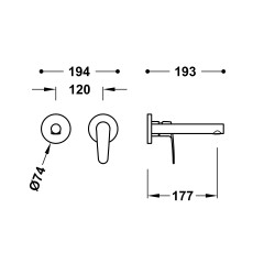 Flat piece apparente pour element encastre de lavabo