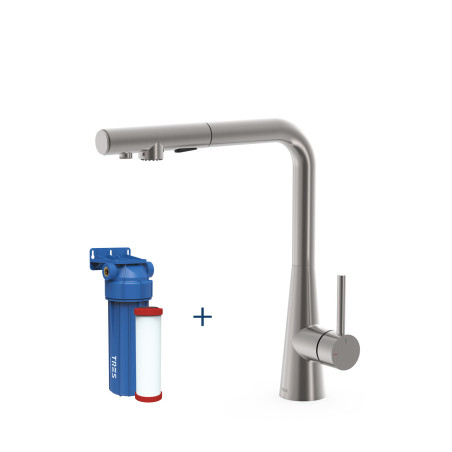 Kitchens mitigeur de cuisine a 2 voies avec bec extractible pour eau du reseau et eau filtree