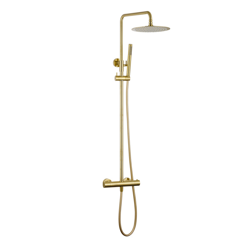 Colonne de douche thermostatique loggia ORTENCE PVD or brossé