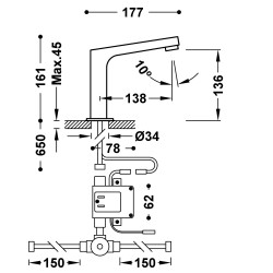 Tres electronic essential robinet electronique avec systeme pre melangeur pour lavabo