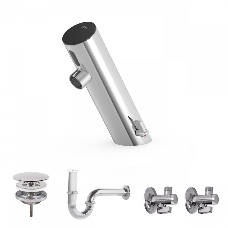 Tres electronic essential kit de robinet electronique avec systeme pre melangeur pour lavabo
