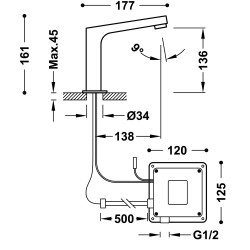 Tres electronic essential kit robinet electronique a 1 eau pour lavabo