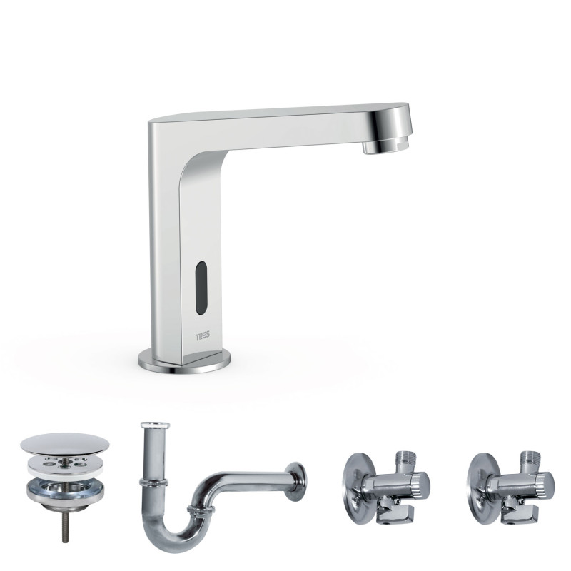 Tres electronic essential kit de robinet electronique avec systeme pre melangeur pour lavabo