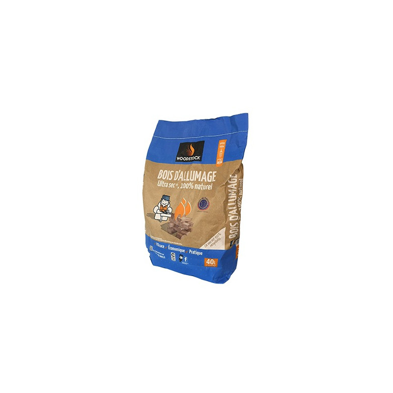 WOODSTOCK Bois d'allumage extra sec, sac de 40 L