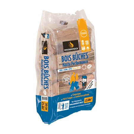 WOODSTOCK Bûches haute performance 30 cm, sac de 25 dm³