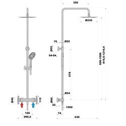 Colonne de douche thermostatique pmr