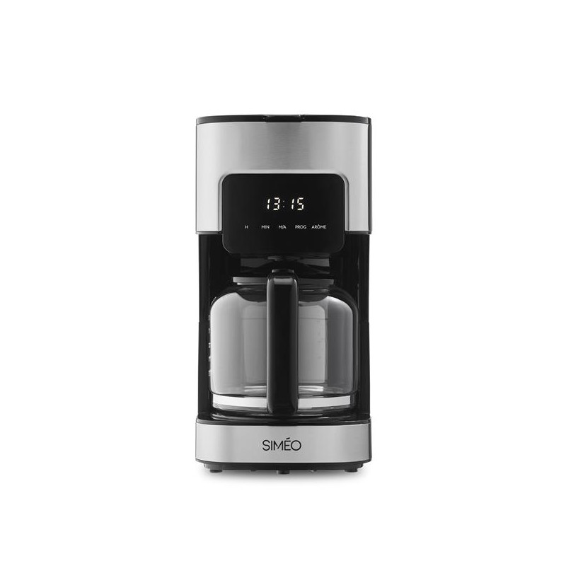 SIMEO Cafetière filtre 15 tasses programmable Noire & Inox - Slim - CFP210