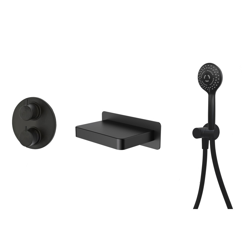 Formule bain douche encastré rond RUBY noir mat