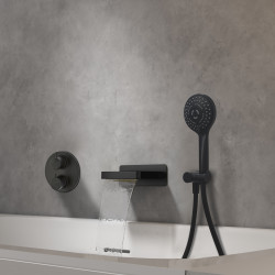 Formule bain douche encastré rond RUBY noir mat