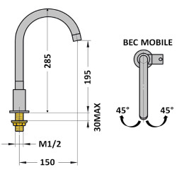 Robinet simple LAVE-mains bec haut