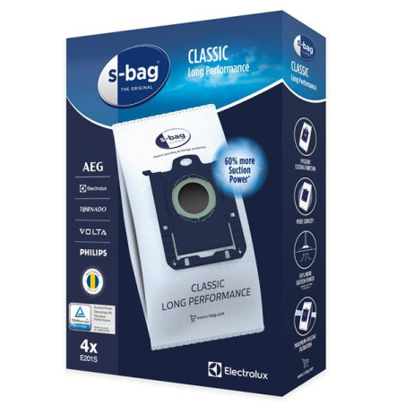 ELECTROLUX 4 sacs aspirateur S-Bag Classic Long Performance 3 L - E201S
