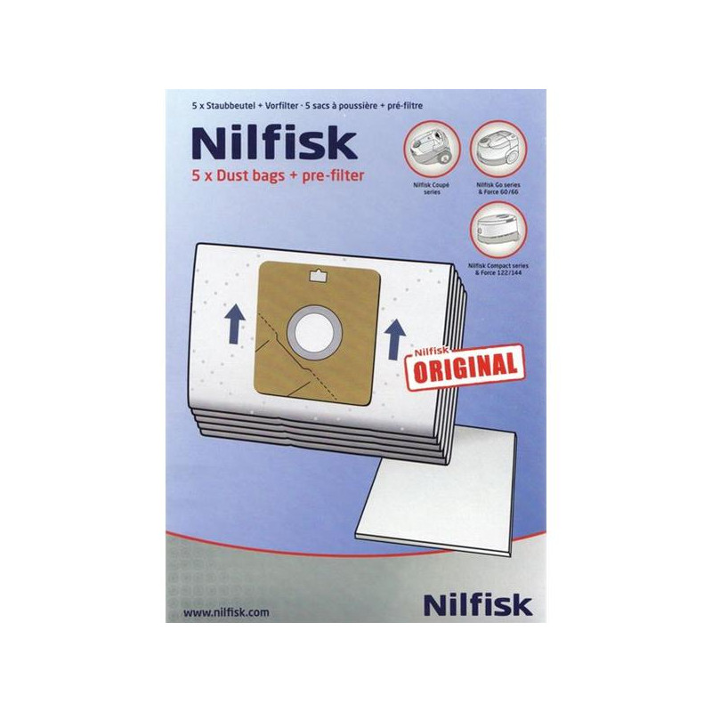 NILFISK 5 sacs aspirateur + 2 pré-filtre - 78602600