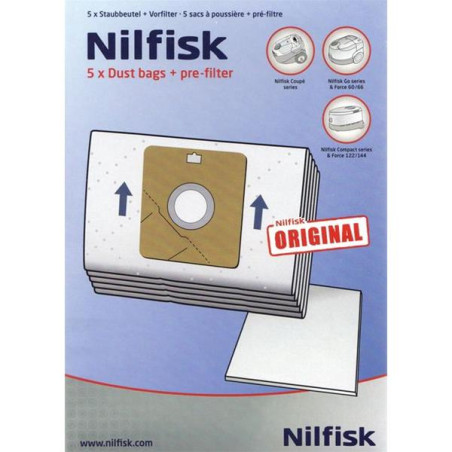 NILFISK 5 sacs aspirateur + 2 pré-filtre - 78602600