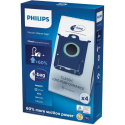 PHILIPS Lot de 4 sacs aspirateur S-bag Classique Longue Performance - FC8021.03