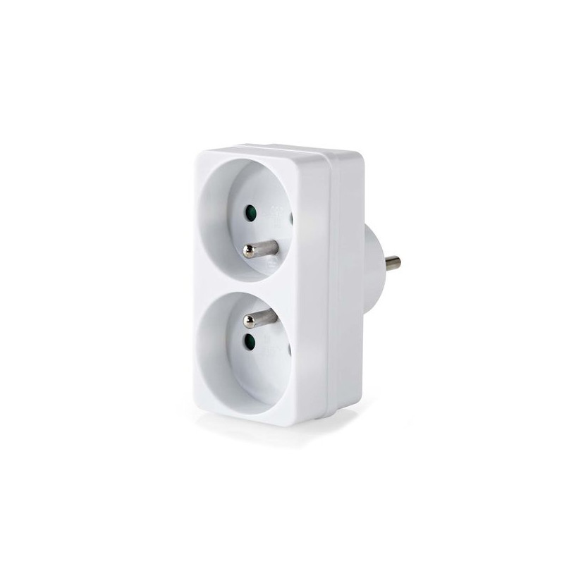 NEDIS Bloc 2 prises avec terre murale - PSSPL200C2WT