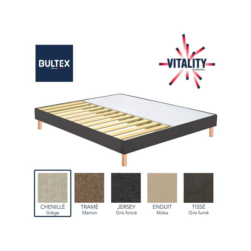 BULTEX Sommier VITALITY Chenillé grège 100x190x14cm