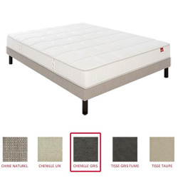 EPEDA Pack matelas + sommier PAVILLON Chenillé gris 120x200cm