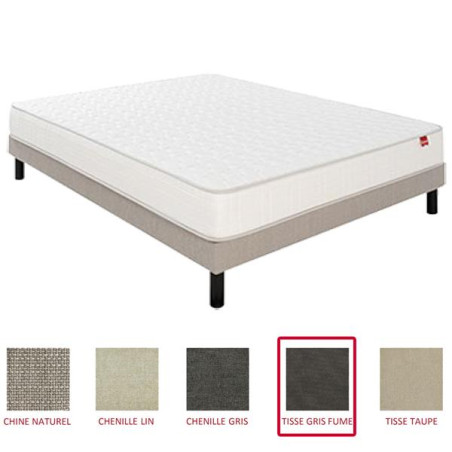 EPEDA Pack matelas + sommier VOYAGE Tissé gris fumé 160x190cm