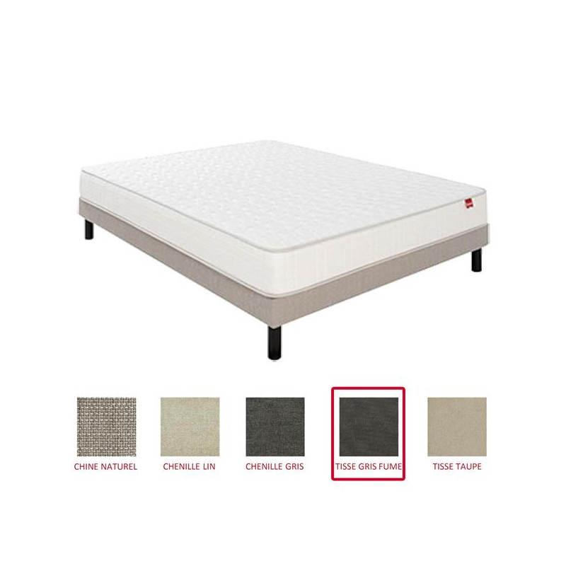 EPEDA Pack matelas + sommier VOYAGE Tissé gris fumé 160x200cm