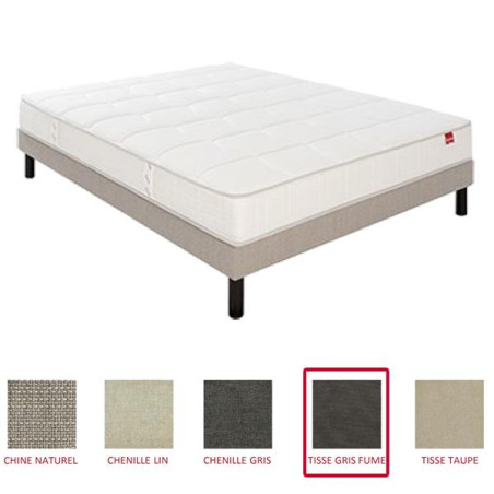 EPEDA Pack matelas + sommier PAVILLON Tissé gris fumé 160x190cm