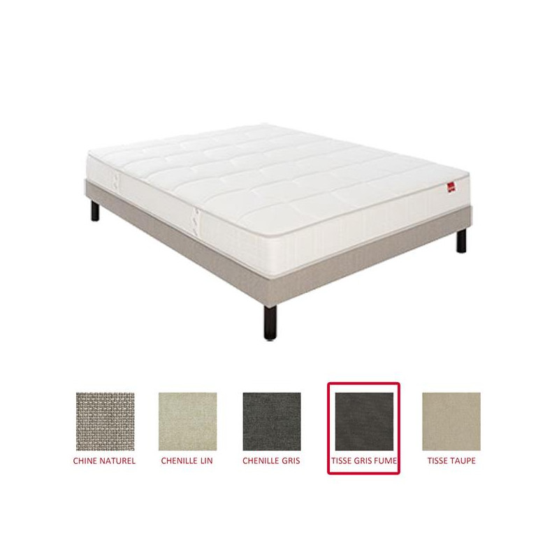 EPEDA Pack comprenant 1 matelas largeur 160 cm + 2 sommiers PAVILLON Tissé gris f