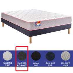 MERINOS Pack matelas + sommier AU LIT Chiné gris anthracite 160x200cm