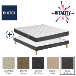 BULTEX Pack matelas + sommier Vitality 2.1 Tissé gris fumé 140x190cm