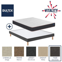 BULTEX Pack matelas + sommier Vitality 1.1 Tissé gris fumé 160x200cm