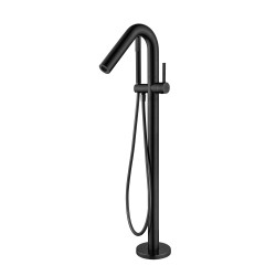 Colonne bain-douche îlot par le sol ORTENCE PVD noir mat